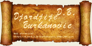 Đorđije Burkanović vizit kartica
